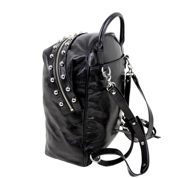 REBECCA MINKOFF BLACK GENUINE LEATHER BACKPACK CONVERTIBLE SHOULDER BAG PURSE - Picture 4 of 13